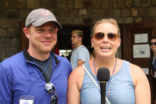 Tim and Kate from the United States of America during their first visit to Nevis on tour at the Botanic Gardens on June 27, 2017